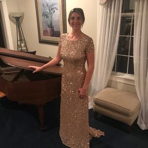 Adrianna Papell scoop back sequin gown